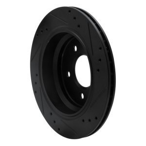 BMW 525I Brake Rotor (1) - Rear Left - R1 Concepts - Drilled & Slotted - Black - `96-`03